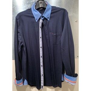 Paul & Shark Shirt Mens L Navy Blue Button Down Yachting Fishing Outdoor Casual